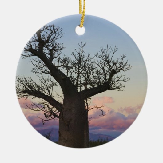 マダガスカル，トリアラ，ベレンティ，バオバブの木々 セラミックオーナメント (正面)