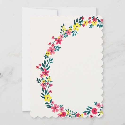 マダガスカル ピンク ペリウィンクル フラワーズ ベイビー シャワー 招待状 (裏面)