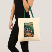 マダガスカル・ワオキツネ絵画 旅行アート ヴィンテージ トートバッグ (正面(商品))
