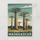 マダガスカールのバオバブの木 レトロ ヴィンテージ トラベル ポストカード (正面)