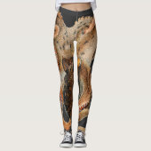 マダコ、ビンテージ海洋生物動物 レギンス (正面)