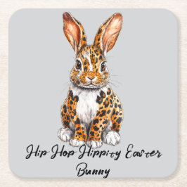 マダニユニークキヒョウのウサギ スクエアペーパーコースター