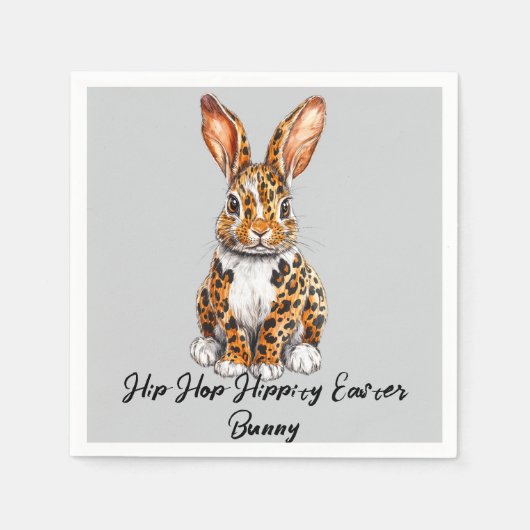 マダニユニークキヒョウのウサギ スタンダードカクテルナプキン (正面)