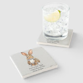 マダニユニークキヒョウのウサギ ストーンコースター (横)