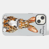 マダニユニークキヒョウのウサギ iPhoneケース (裏面横)