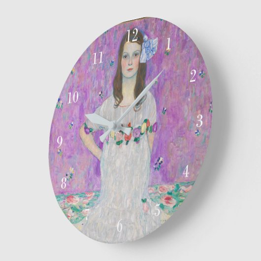 マダプリマヴェシグスタフクリムトパープルガールポートレート ラージ壁時計 (傾斜)