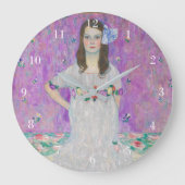 マダプリマヴェシグスタフクリムトパープルガールポートレート ラージ壁時計 (正面)