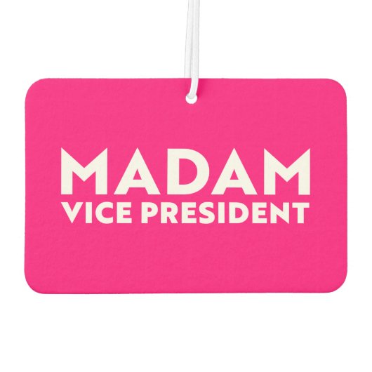 マダムバイスプレジデント熱いピンクモダンタイポグラフィ カーエアーフレッシュナー (裏面)