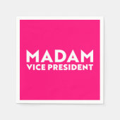 マダムバイスプレジデント熱いピンクモダンタイポグラフィ スタンダードカクテルナプキン (正面)