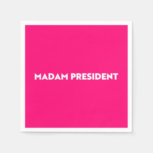 マダムプレジデントタイポグラフィモダンホットピンク スタンダードカクテルナプキン (正面)