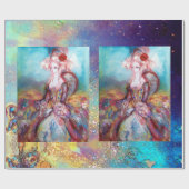 マダムポンパドール/明るい金ゴールドブルーの輝き ラッピングペーパー (フラット)