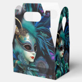 マダムマスカレードティール（緑がかった色）ゲーブル フェイバーボックス (オープン)