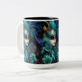 マダムマスカレードティール(緑がかった色) ツートーンマグカップ (正面左)