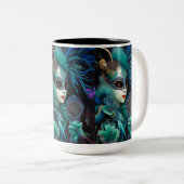 マダムマスカレードティール(緑がかった色) ツートーンマグカップ (正面右)