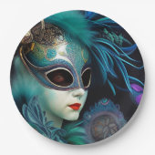 マダムマスカレードティール（緑がかった色） ペーパープレート (正面)