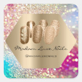 マダムラックス爪、 ネイルグリッターバラ金ゴールドホログラフィーグラム スクエアシール (正面)