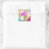 マダムラックス爪、 ネイルグリッターピンク金ゴールドジオメトリ スクエアシール (バッグ)