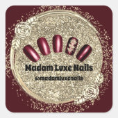 マダムリュックス爪、 ネイルグリッターブラックブルゴーニュ王室の金ゴールド スクエアシール (正面)