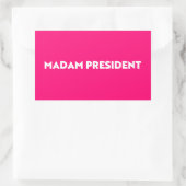 マダム大統領タイポグラフィミニマルなホットピンク 長方形シール (バッグ)