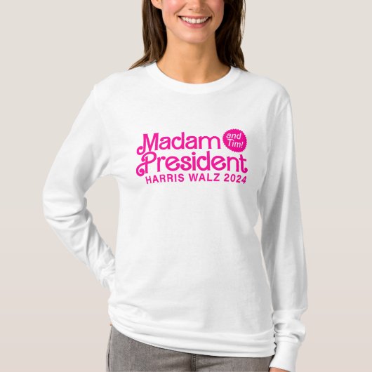 マダム大統領 2024 面白い かわいい ピンク 女性 カマラ Tシャツ (正面)