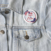 マダム得の愛国的な米国国旗 缶バッジ (インサイチュ)