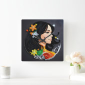 マダム美しい。 スクエア壁時計 (ホーム)