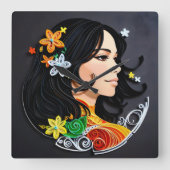 マダム美しい。 スクエア壁時計 (正面)