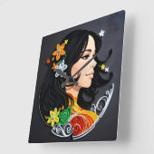 マダム美しい。 スクエア壁時計 (傾斜)