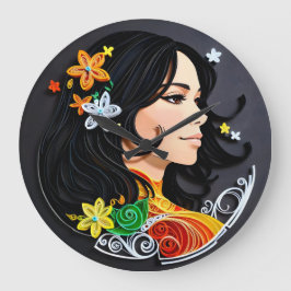 マダム美しい。 ラージ壁時計