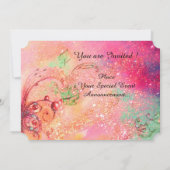 マダム・ポンパドール ピンクゴールドスパークル コスチュームパーティー 招待状 (裏面)