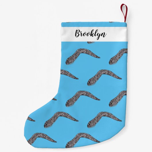 マダラのウナギの漫画イラストレーション スモールクリスマスストッキング (裏面)