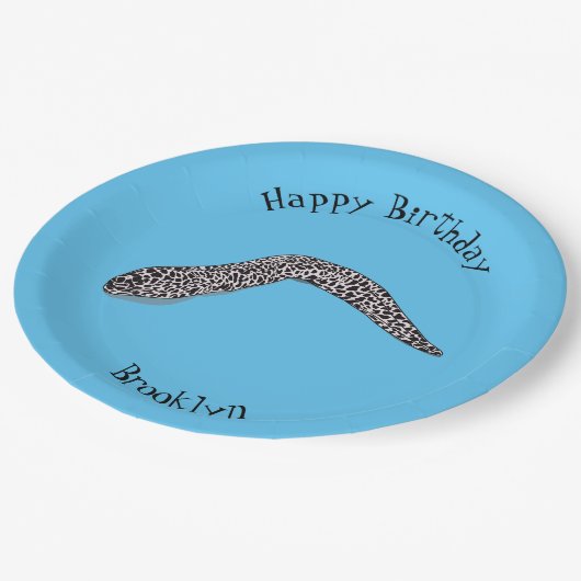 マダラのウナギの漫画イラストレーション ペーパープレート (アングル)