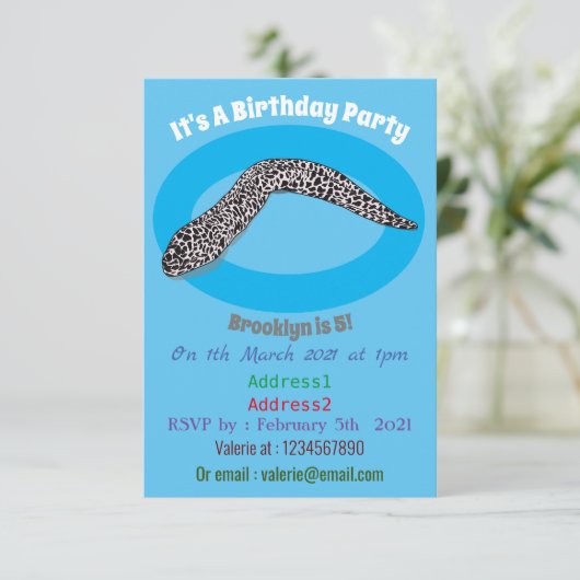 マダラのウナギの漫画イラストレーション 招待状 (スタンド正面)