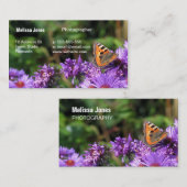 マダラチョウおよび紫色の花 名刺 (正面/裏面)