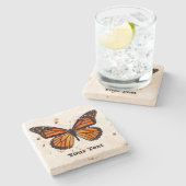 マダラチョウのカスタムな石造りのコースター ストーンコースター (横)