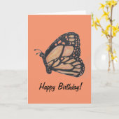 マダラチョウのハッピーバースデーの挨拶状 カード (黄色い花)