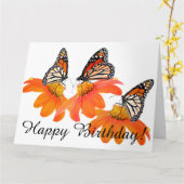 マダラチョウのヒマワリの花動物の花柄 カード (黄色い花)