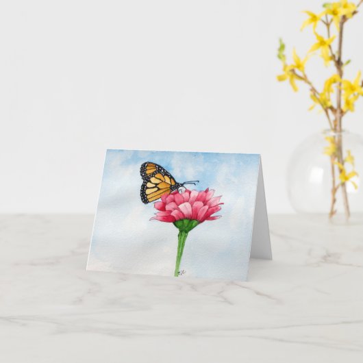 マダラチョウのメッセージカード カード (黄色い花)