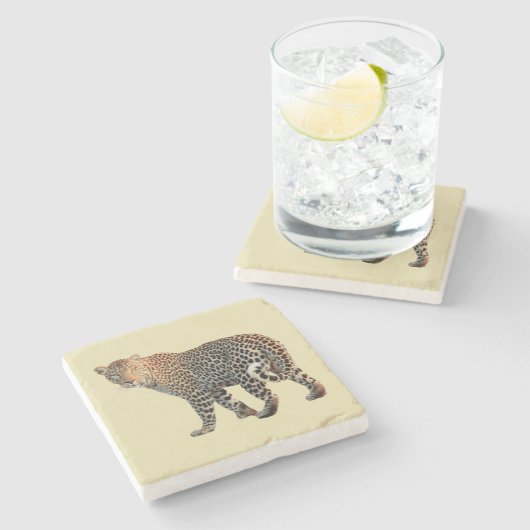 マダラヒョウ野猫写真 ストーンコースター (横)