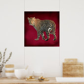 マダラヒョウ野猫写真 ポスター (キッチン)