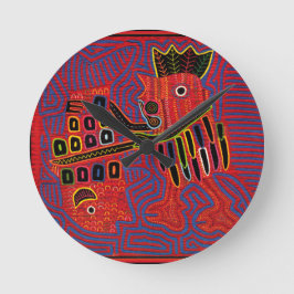 マチェットで魚を釣る鶏 ラウンド壁時計