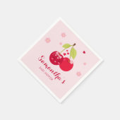 マチェリーさくらんぼピンクコケットガールベビーシャワー スタンダードカクテルナプキン (角)