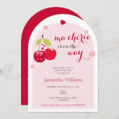 マチェリーさくらんぼピンクコケットガールベビーシャワー 招待状 (正面/裏面)