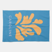 マチスインスパイア抽象芸術図形(青パーソナライズされた) キッチンタオル (横)