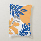 マチスブルーイエロー抽象芸術植物図形 アクセントクッション (裏面(縦))