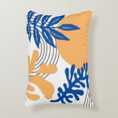 マチスブルーイエロー抽象芸術植物図形 アクセントクッション (正面(垂直))