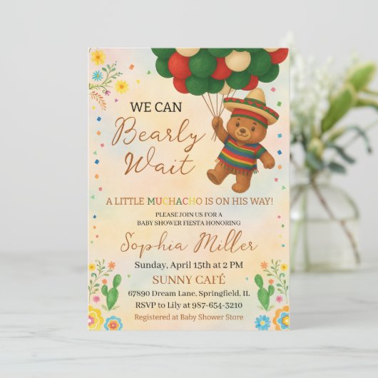 マチャチョ・メキシコの赤ちゃんシャワーを待つことができる 招待状 (スタンド正面)