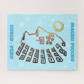 マチュピチクスコペルーアートオンライトブルー ジグソーパズル (横)