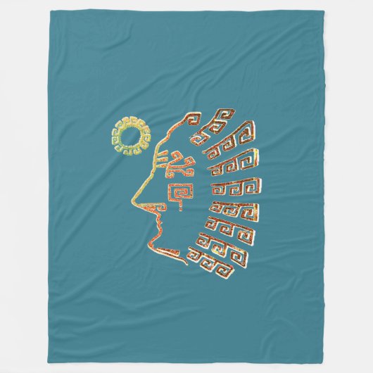 マチュピチクスコペルースケッチオンティール（緑がかった色） フリースブランケット (正面)