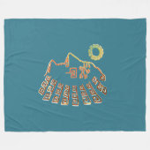 マチュピチクスコペルースケッチオンティール（緑がかった色） フリースブランケット (正面(横))